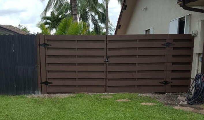 Wood fence horizontal shadow box painted