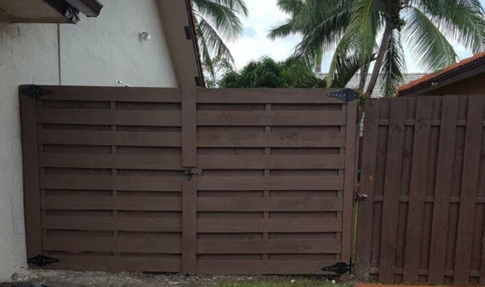Wood fence horizontal shadow box painted