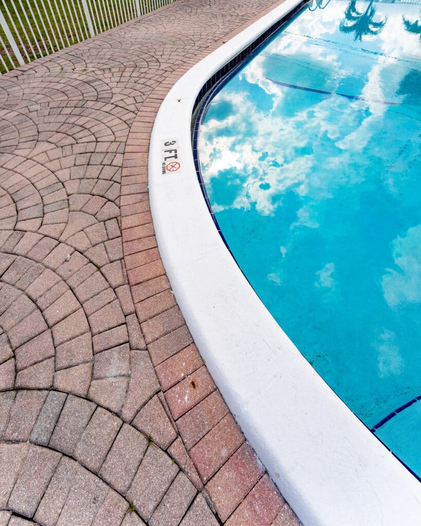 pool deck pavers with curved edge